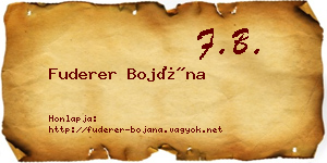 Fuderer Bojána névjegykártya